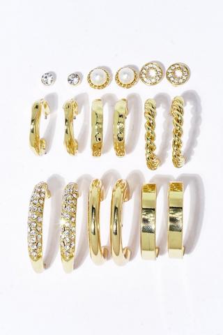 9 Pack Hoop And Stud Earrings