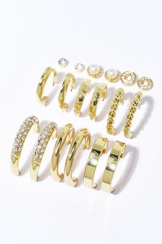 9 Pack Hoop And Stud Earrings