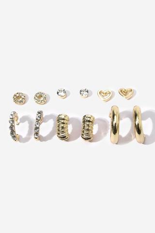6 Pack Hoop And Stud Earrings