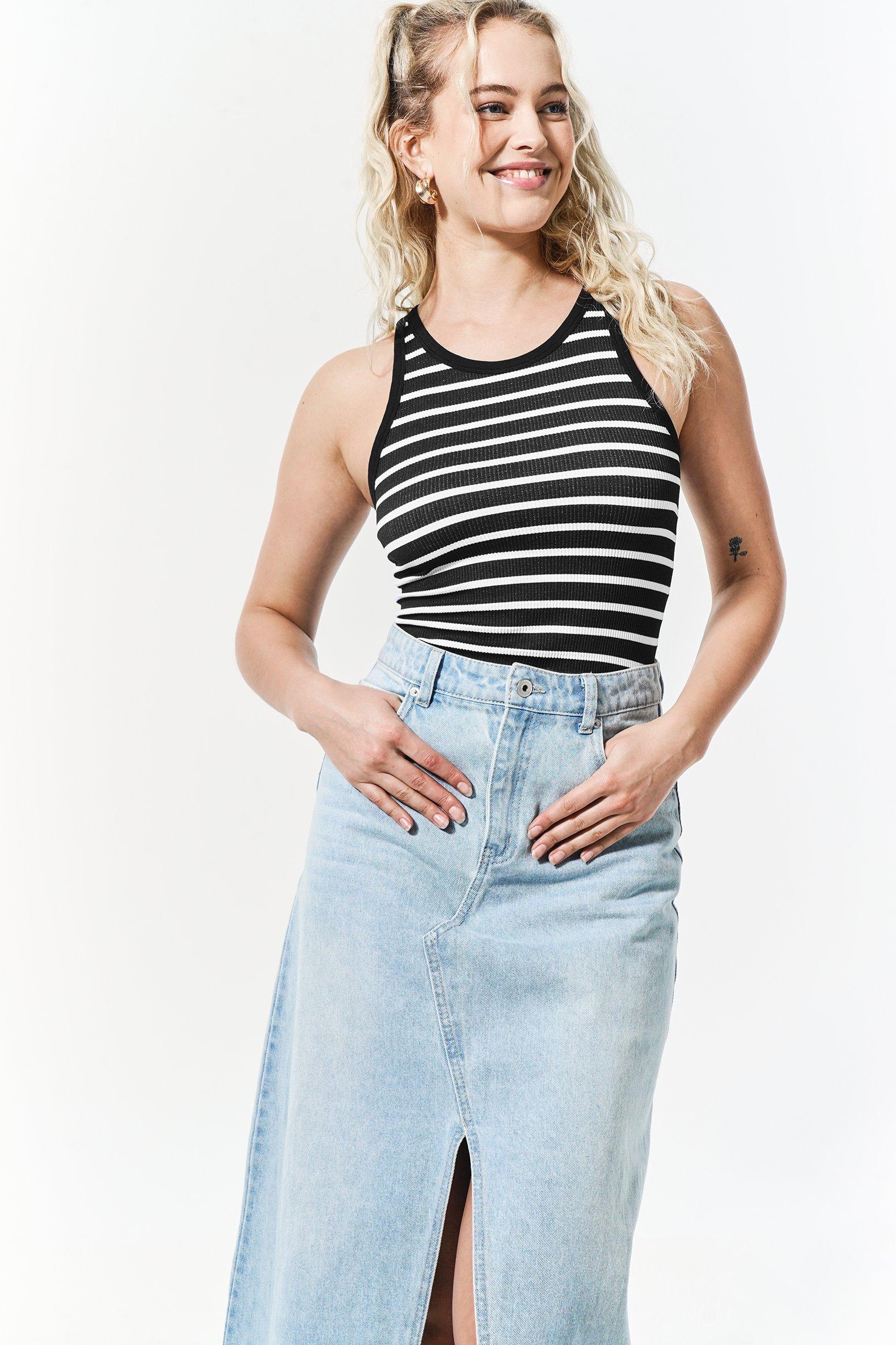 Sleeveless Striped Pattern Top
