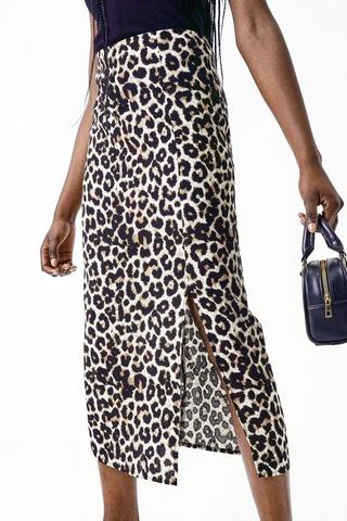 Leopard Print Midi Skirt