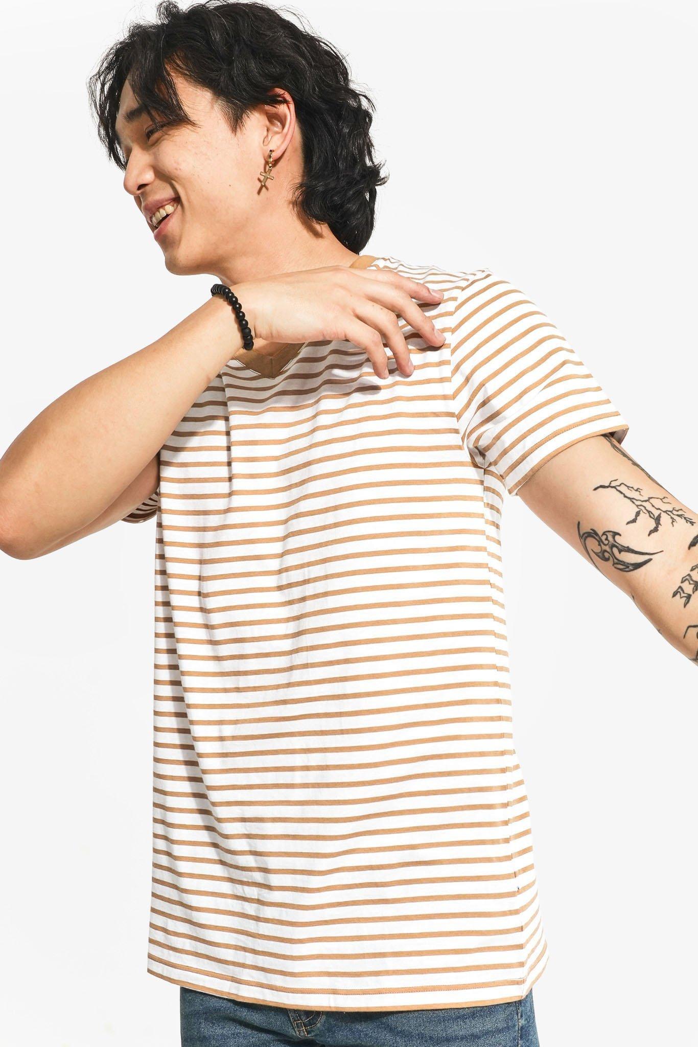 0040~printed striped t-shirt