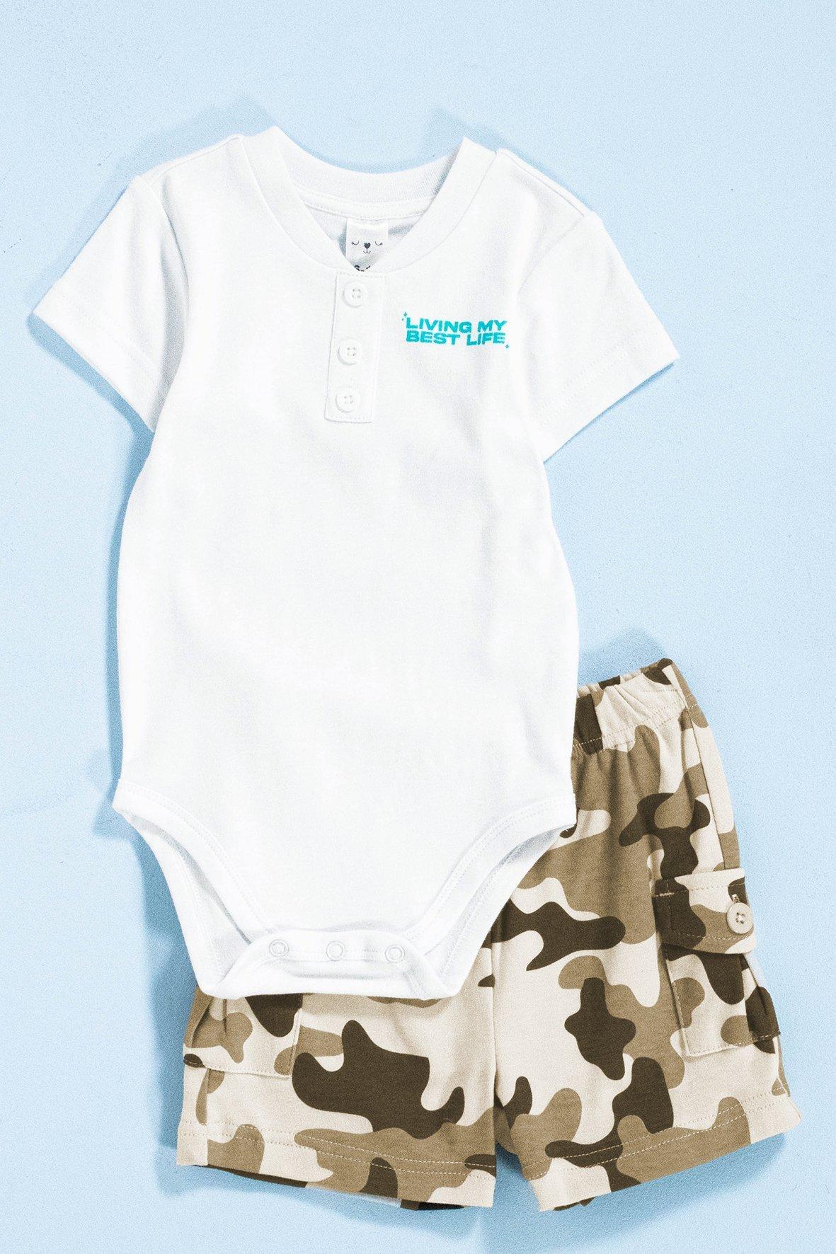 Babyhug 100% Cotton Knit Sleeveless Sando Vest & Shorts Set With Alphabet Print - White & Red main image 1