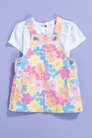 Floral Pinafore Dress And T-Shirt