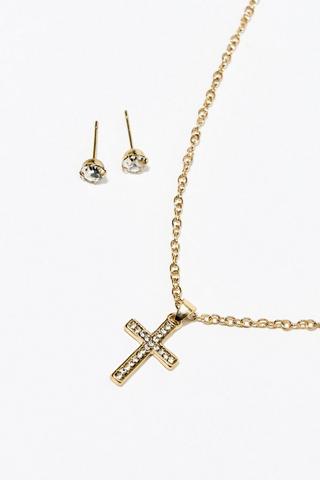 Earrings Set Forever 21 Cross Earrings Time And Tru Goldtone Cross