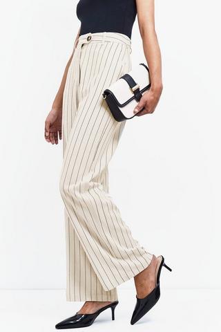 Stripe Tailored Wide Leg Pants