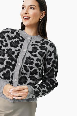Leopard Print Knit Cardigan