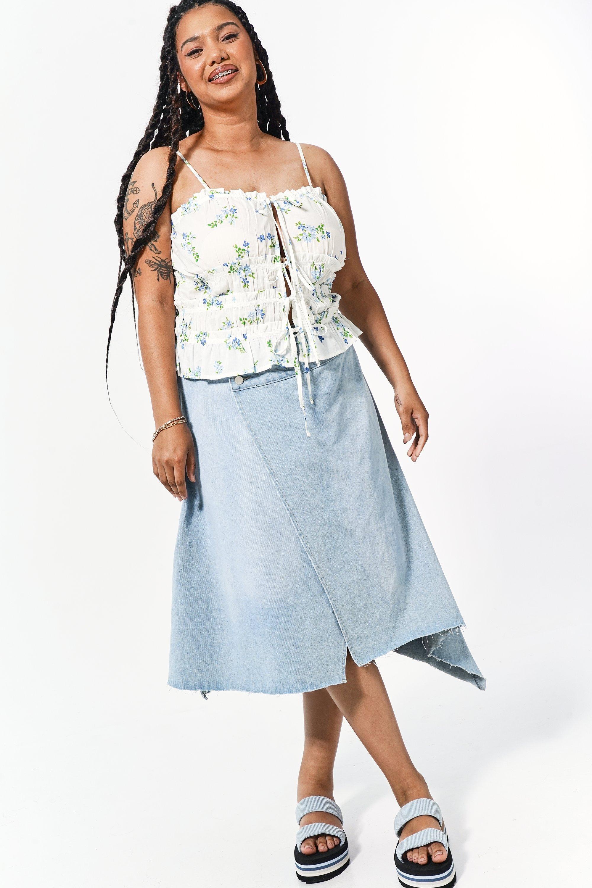 Asymmetrical Denim Skirt