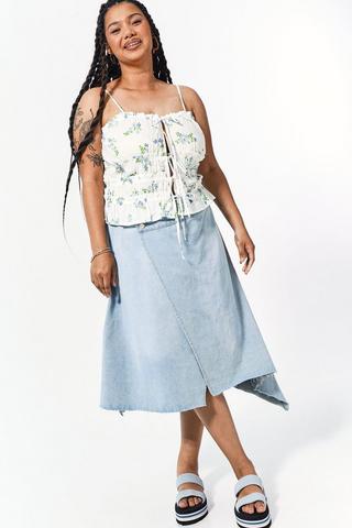 Asymmetrical Denim Skirt