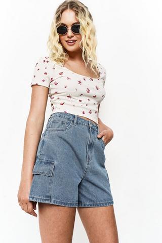Cargo Denim Shorts