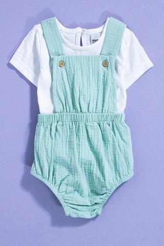 Textured Romper And T-Shirt Set