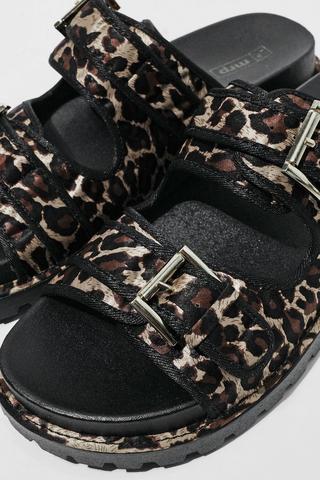 Leopard Print Double Buckle Slider