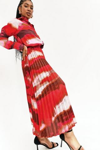 Satin Pleated Skirt