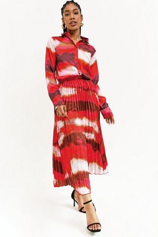 Satin Pleated Skirt