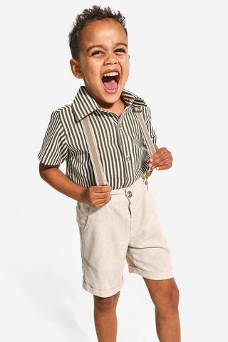 Stripe Shirt And Shorts Set