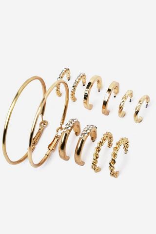 6 Pack Hoop Earrings