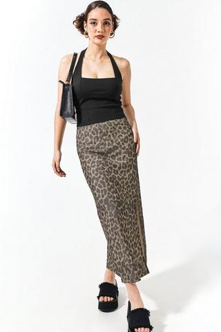 Mesh Leopard Print Skirt