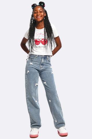 Bow Straight Leg Denim