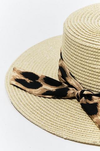 Leopard Print Boater Hat