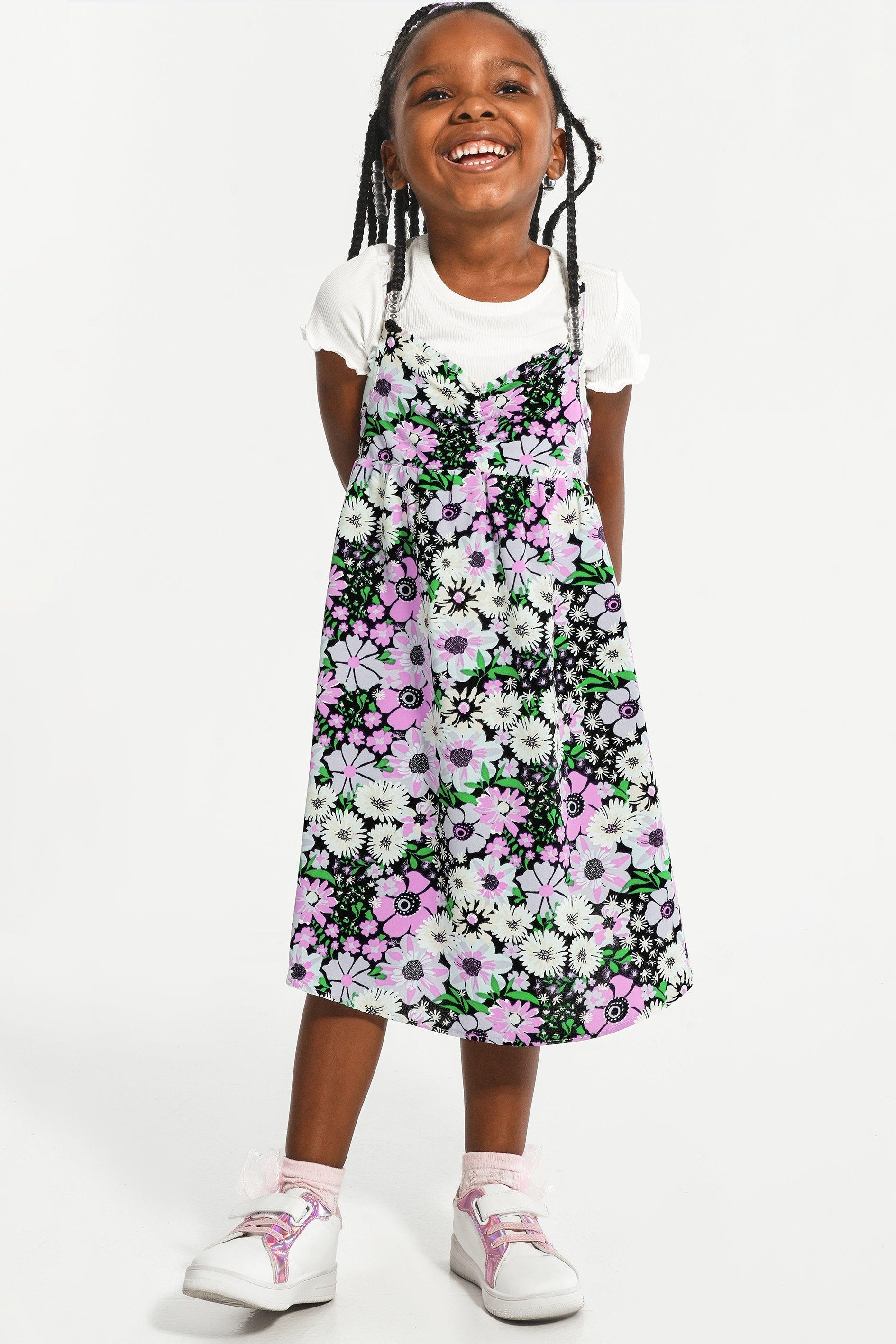 Nautinati Girls Slip Dress with Polka Print T-shirt