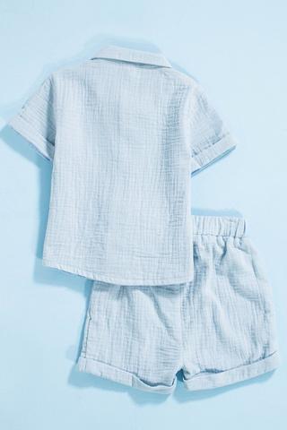 Textured Shirt And Shorts Set