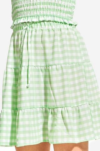 12335 Black Check Knee Length Skirt