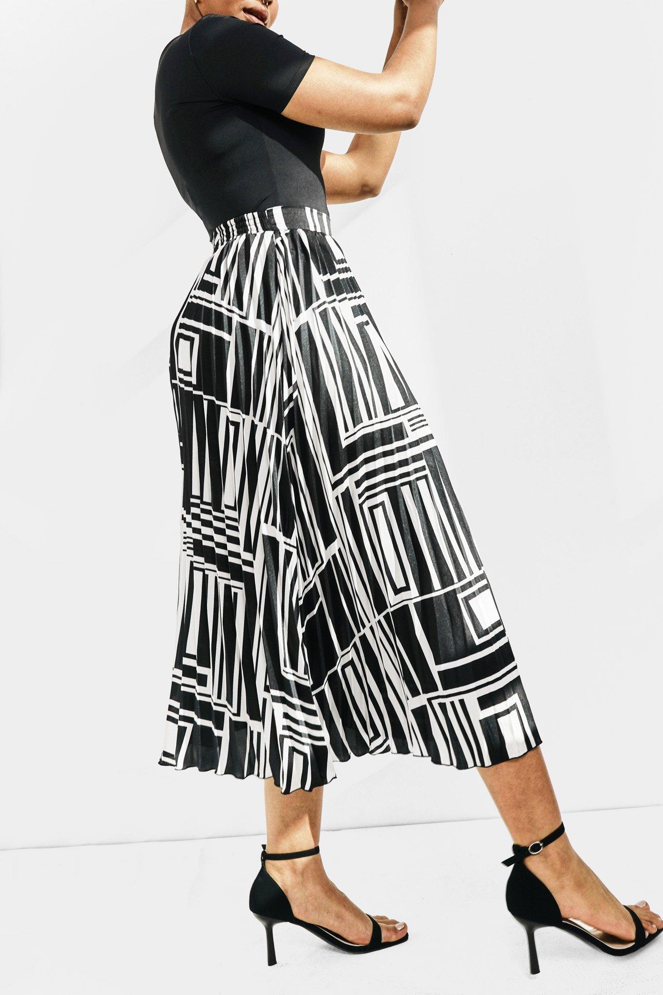 Yasmin Satin Pleated Skirt Cream main image 0