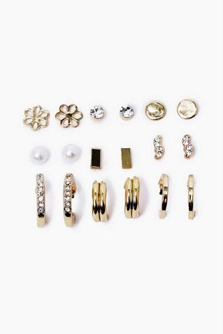 9 Pack Hoop And Stud Earrings