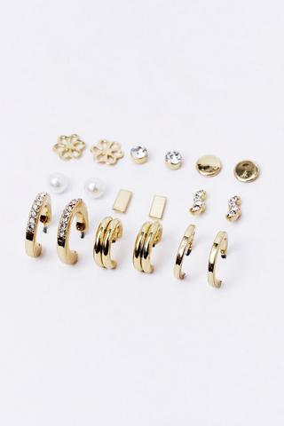 9 Pack Hoop And Stud Earrings