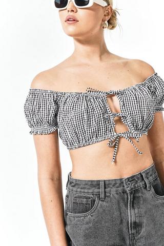 Gingham Crop Blouse