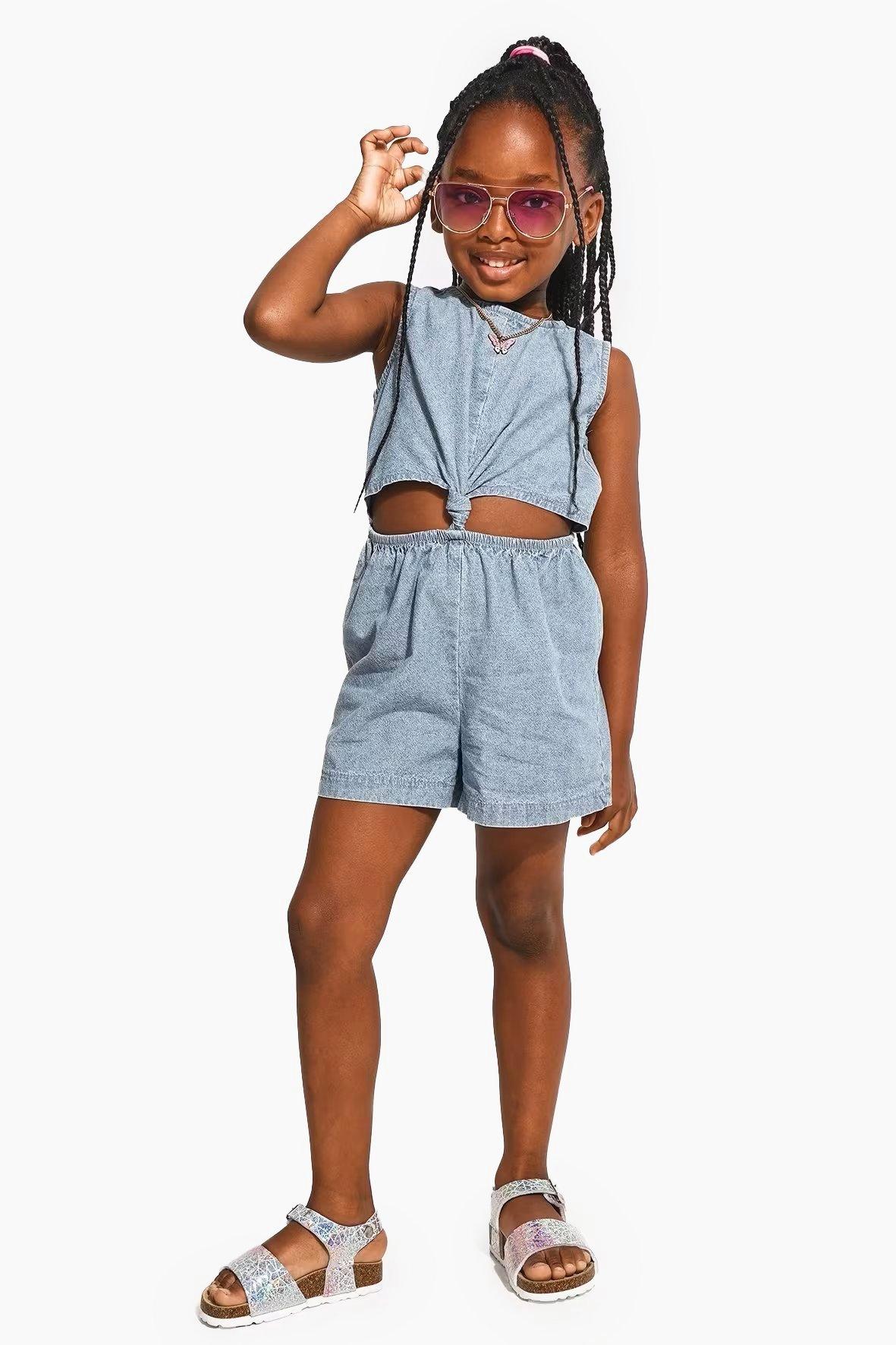KIDS PLAYSUIT WITH FRILL SLEEVE 4-10 ALL IS NOUVEAU