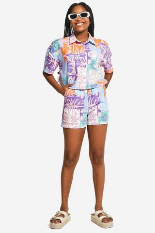 Printed Linen Shorts