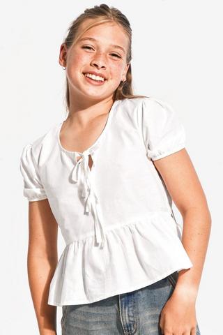 Peplum Bow Tie Front Top