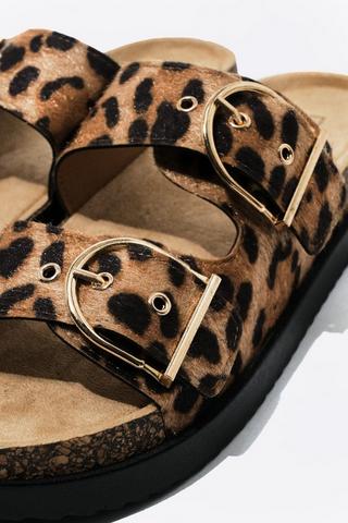 Leopard Print Double Buckle Slider