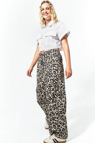 Leopard Print Wide Leg Pants