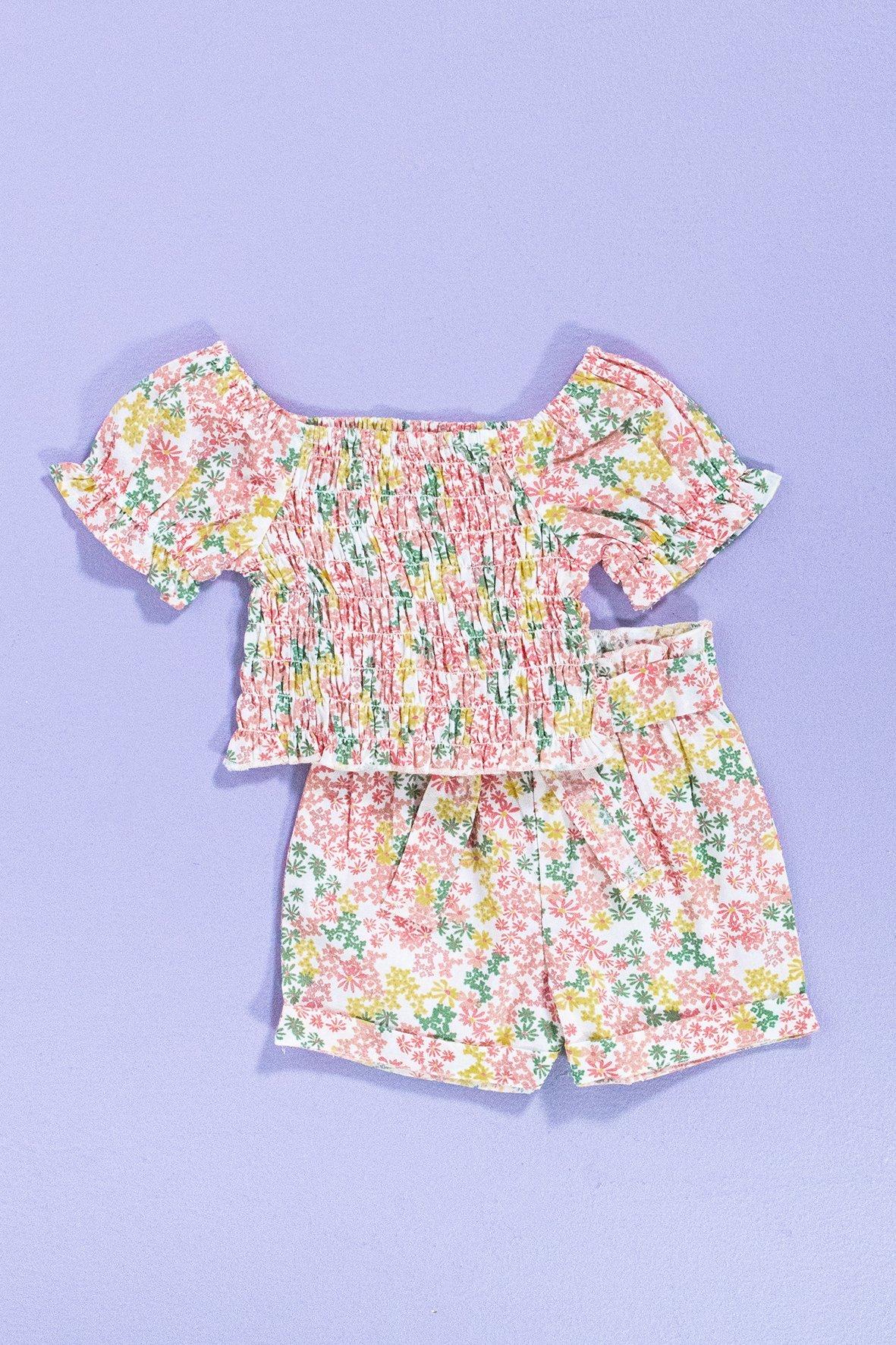 Floral Puff Short Sleeve Top