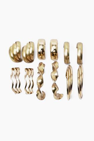 6 Pack Hoop Earrings