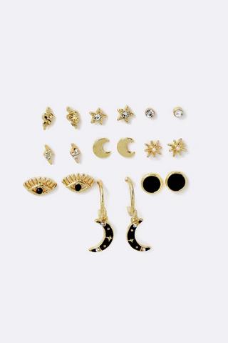9 Pack Stud Earrings