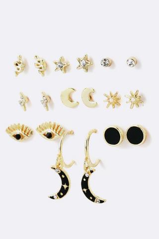9 Pack Stud Earrings