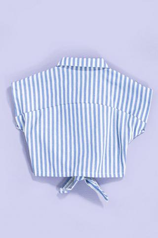 Stripe Front Tie Boxy Shirt