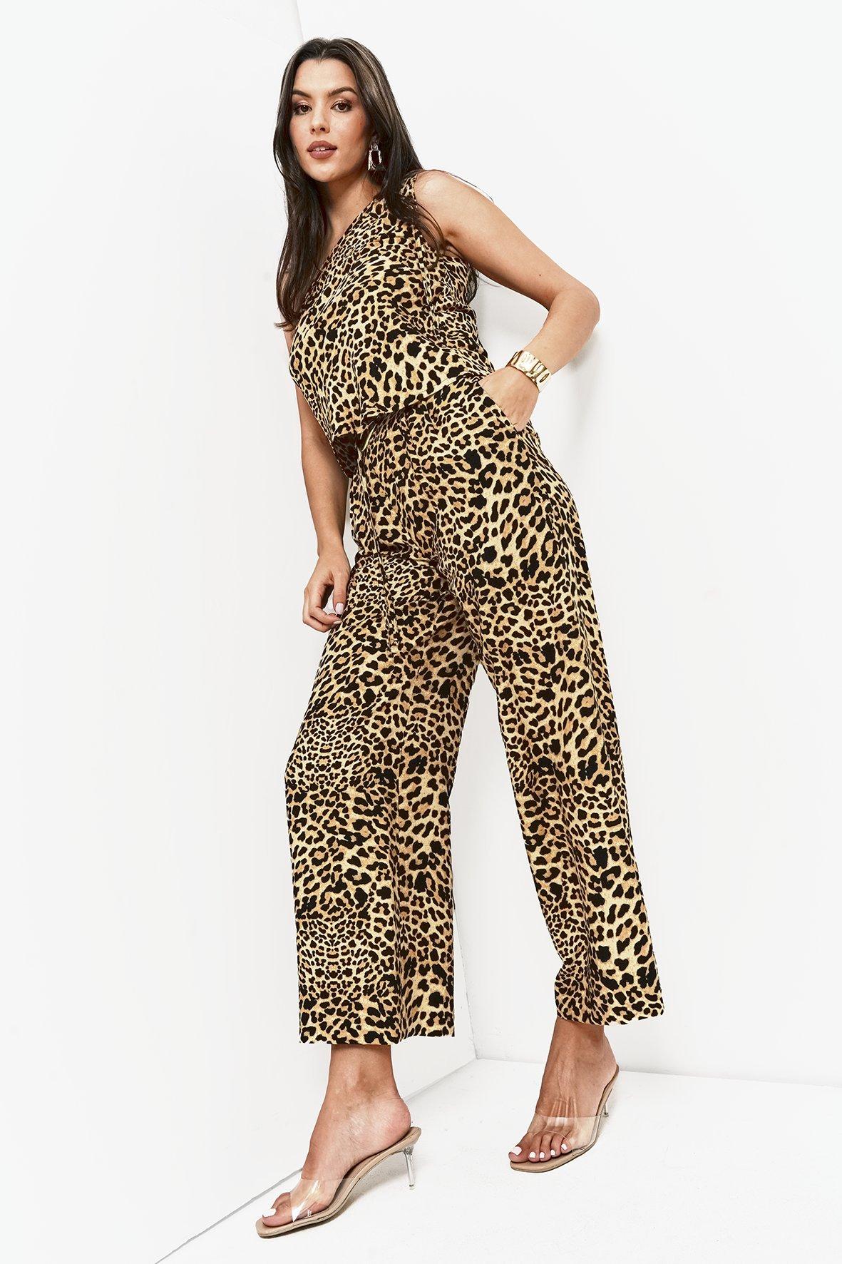 Leopard Print Wide Leg High Waist Pants
