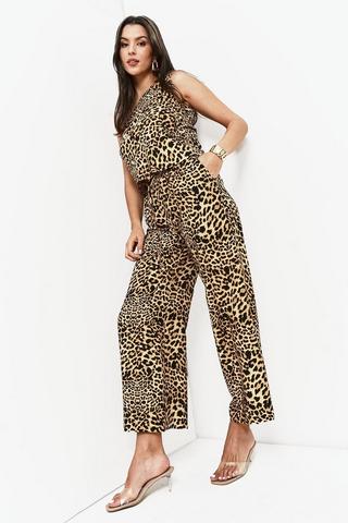 Leopard Print Wide Leg Pants