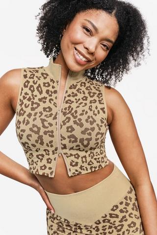 Seamless Leopard Print Active Top