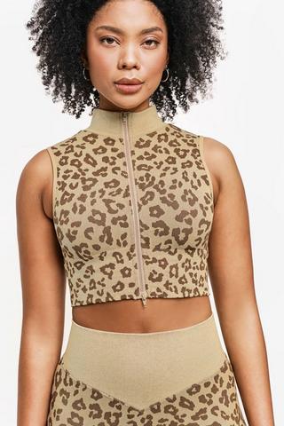 Seamless Leopard Print Active Top