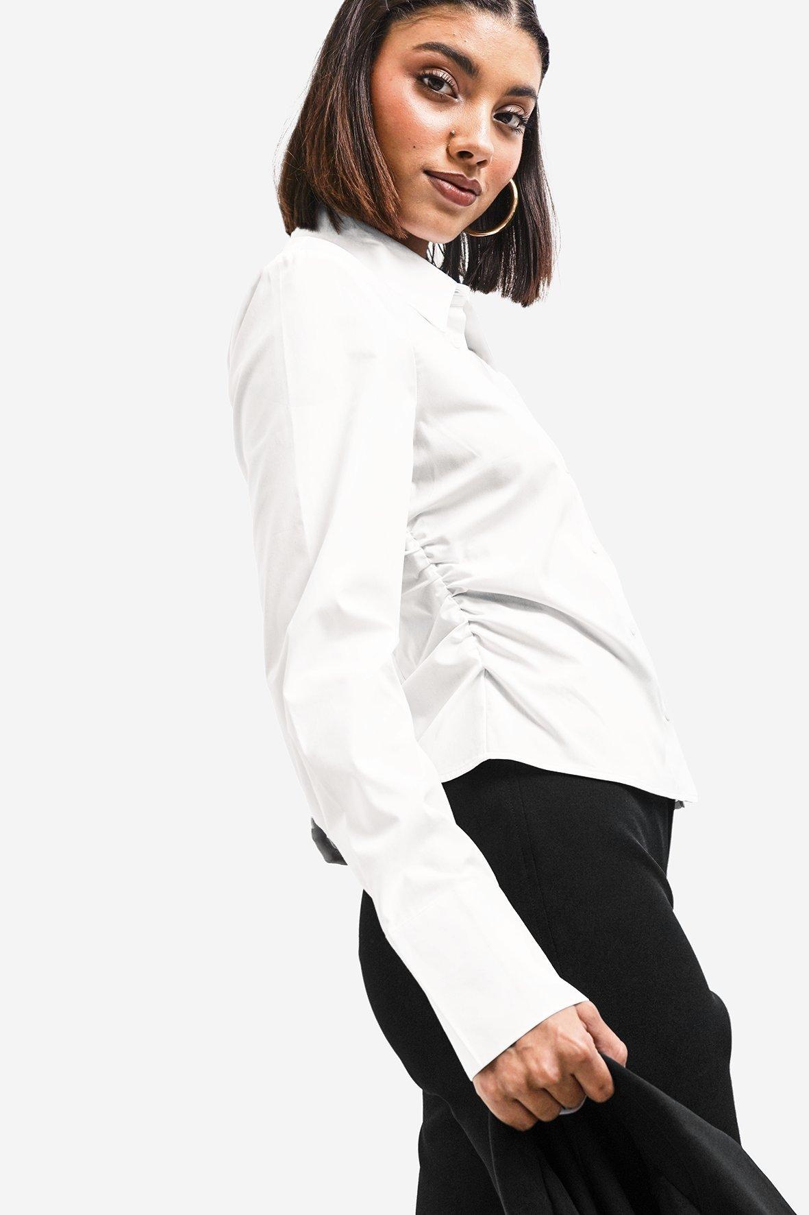 Lace Detail Ruched Long Sleeve T-Shirts