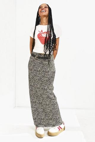 Leopard Print Column Skirt