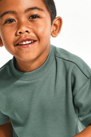 Textured T-Shirt And Shorts Set