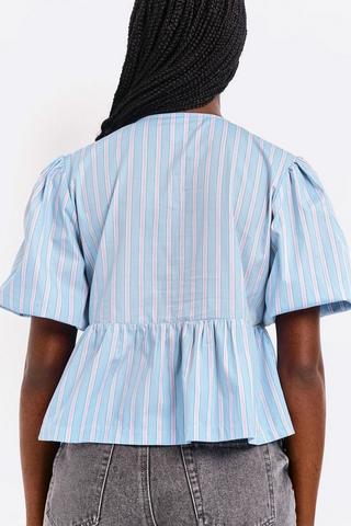 Stripe Tie Front Blouse