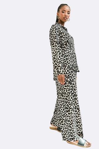 Leopard Print Wide Leg Pants