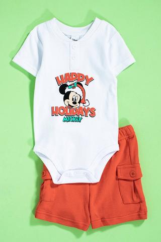 Mickey Mouse Christmas Body Vest And Cargo Shorts Set